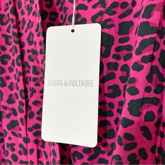 Zadig & Voltaire Reveal Leopard Print Mini Dress Framboise Pink Size XS NWT - Picture 5 of 15